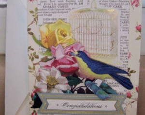 ... Griffin Design and Supplies Vintage Look Bird Roses Apple Blossom Bird