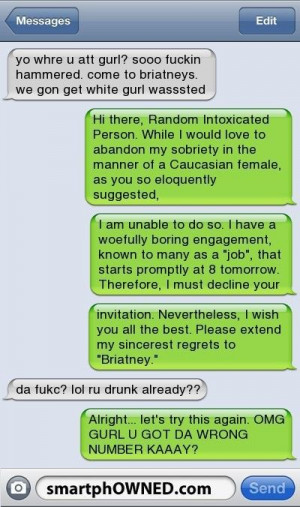 Drunk text messageâ€¦ owned!