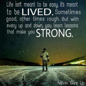 Life isn't meant to be easy it's meant to be lived. Sometimes good ...