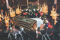 Beginning of the epitaphios procession at Great Saturday Matins