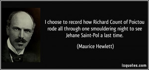 choose to record how Richard Count of Poictou rode all through one ...