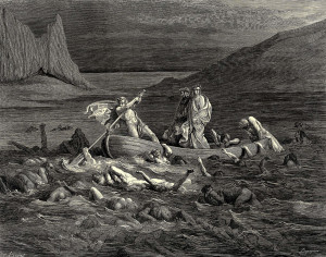 Charon and the river Acheron. Canto 8, lines 27–29