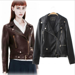 women winter coats personalized patchwork design leather sleeve jacket