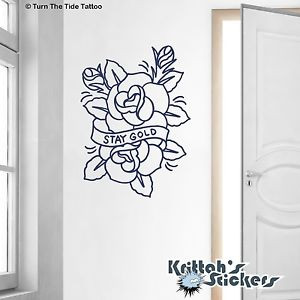 ... Gold-Flower-Tattoo-Vinyl-Wall-Decal-The-Outsiders-Turn-The-Tide-T002-W