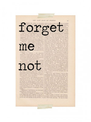 love quote print - FORGET ME NOT - dictionary art print