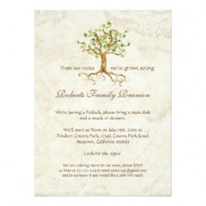 ... Tree Roots Antiqued Family Reunion Invite 5.5