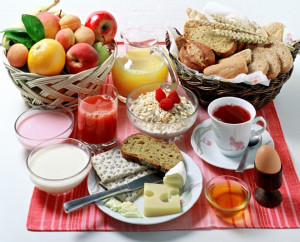Healthy breakfast foods are cereals, fruits, vegetables, diary ...