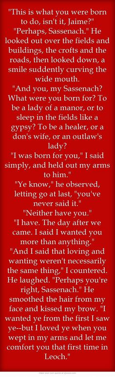 Oh, Claire, ye do break my heart wi' loving you.
