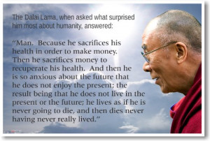 Quote Poster with the Dalai Lama's Answer to a Question about Humanity
