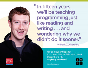 Hour of Code poster boy Mark Zuckerberg.