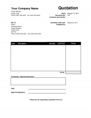 Free Sample Quotation Template