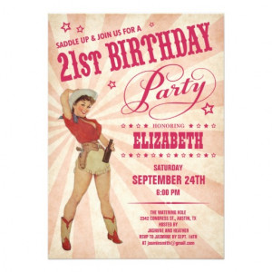 Cowgirl 21st Birthday Invitations
