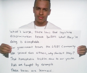 Steph Jones behind the scenes of a NOH8 PSA