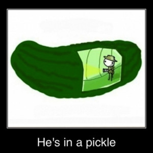 He's in a pickle( literally)