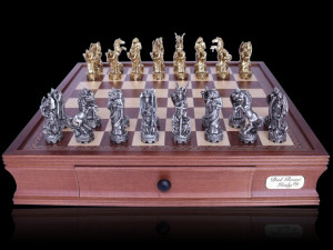 Mystical Dragon Pewter Chess Set with Drawers 16