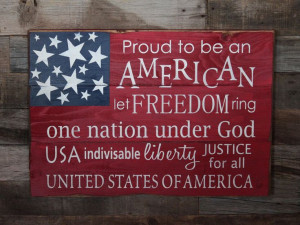 Large Wood Sign - Proud to Be an American - USA - Subway Sign