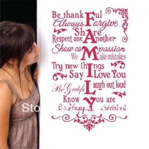 ... family quotes living room wall decal stickers free shipping q0321
