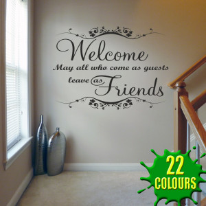 Black Welcome May all Who Come (v1) Wall Decal on a landing