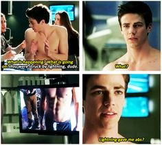 The Flash -probably my favorite part so far.. hes just so serious ...