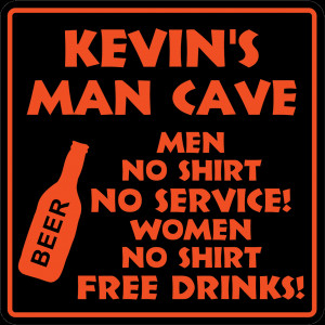 Women No Shirt Free Drinks Personalized Man Cave Sign