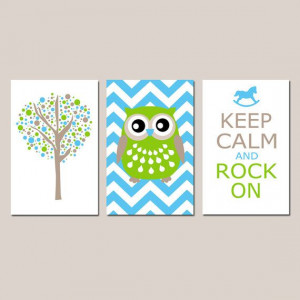 Tree Dot Chevron Owl Keep Calm and Rock On Quote Set by Tessyla, $65 ...