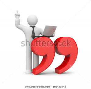 Businessman with quote symbol - stock photo