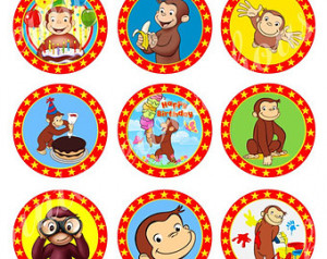 CURIOUS GEORGE Craft Circles - Inst ant Download Printable Cupcake ...