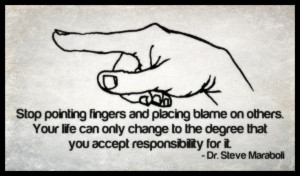 Stop pointing fingers and placing blame on others...