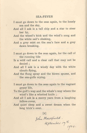 Masefield Favourite Poems, John Masefield, Faves Sea Fever, Quotes ...