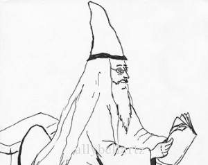 Albus Dumbledore Knitting Patterns Ink Drawing Print ...