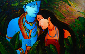 Indian paintings - Radha Krishna Love by ArtsNyou