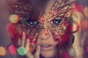 butterfly, girl, glitter, mask, masquerade, red, sprakles