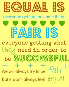 fair is not always equal...good way for the kids to understand this ...