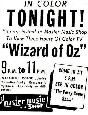 ... The Wizard of Oz on color sets at Master Music Shop, 523 Landis Ave