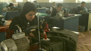 Afghan women working in factory
