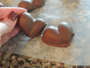 Now melt the white chocolate and drizzle on top of the hearts...