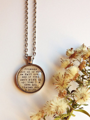 Friends pick us up vintage silver quote necklace