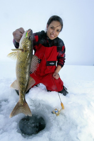 Ice fishing girl