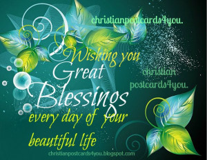 Christian Card Wishing you Great Blessings. Free christian postcard ...