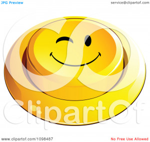 Clipart-3d-Yellow-Flirty-Winking-Button-Smiley-Emoticon-Face-Royalty ...