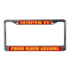 Proud Marine Grandma License Plate Frame for