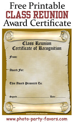... class reunion awards certificate plus over 50 ideas for class reunion