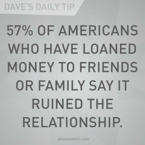 ... can ruin relationships with family or friends by loaning them money