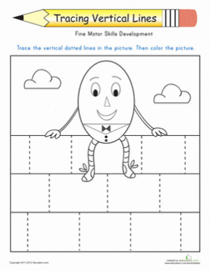 Preschool Fine Motor Skills Worksheets: Tracing Vertical Lines