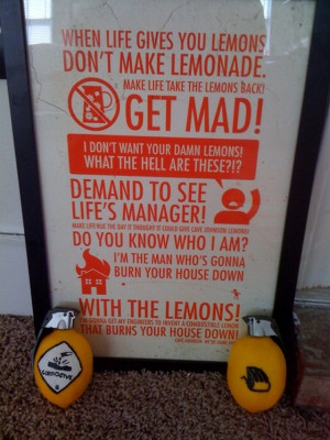 When life gives you lemons, don't make lemonade! Make life take lemons ...