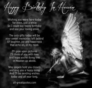 Happy Birthday In Heaven Wishing you were here today