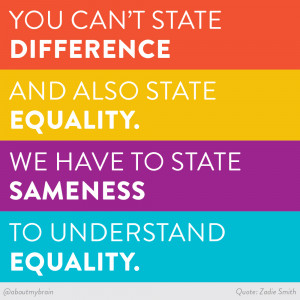 ... equality. We have to state sameness to understand equality. Zadie