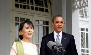 US president Barack Obama met his Burmese counterpart Thein Sein as ...