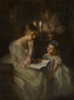 Story Read by Candlelight. Francis Day (American, 1863-1942). Oil on ...