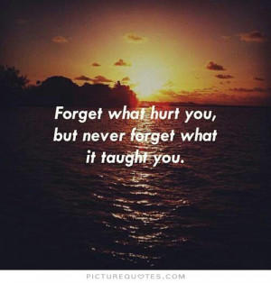 Forget what hurt you, but never what it taught you Picture Quote #1